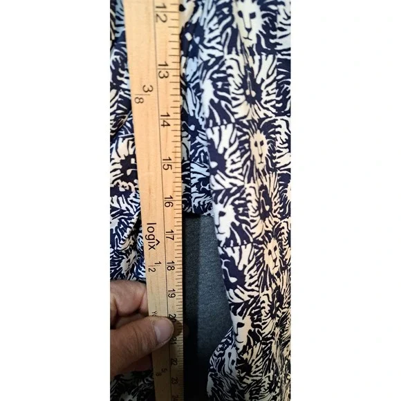 ANNE KLEIN 24W Lion Print Stretch Pants Navy White Business Casual - Picture 5 of 10